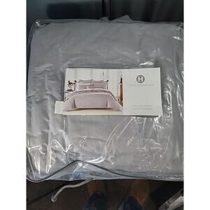 Hotel Collection Linen Blend 3pc King Comforter Set Grey New Sealed Bag